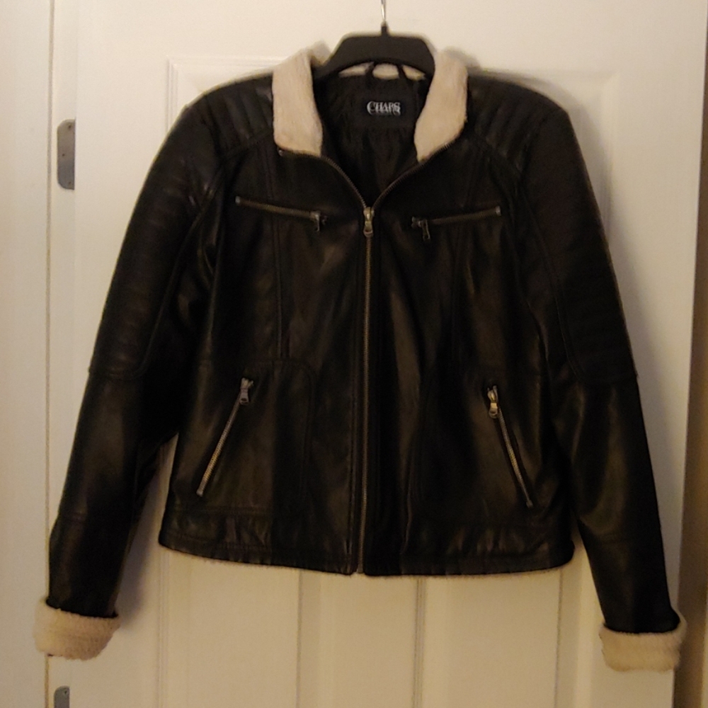 Chaps Faux Leather Moto Jacket